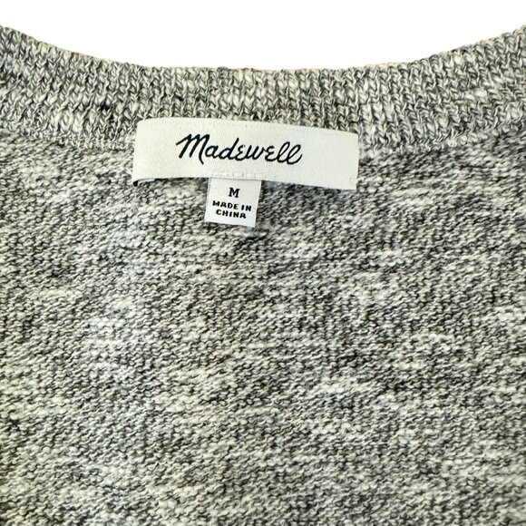 Madewell Women's Gray Ribbed Knitted Raglan Sleeve Boxy Sweater Tee Size M - Picture 7 of 8